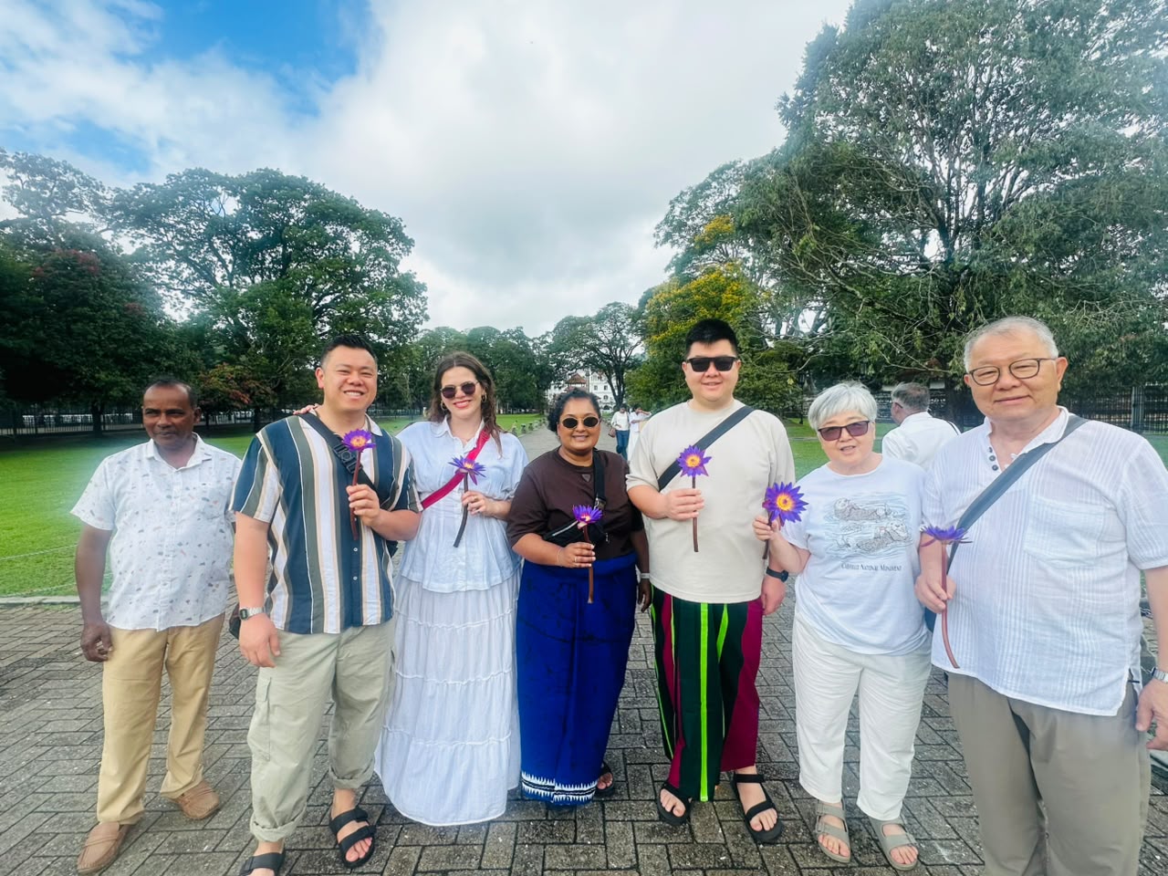 Guests sharing a moment during a cultural visit in Sri Lanka